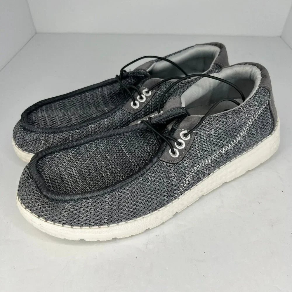 Uniqweto Mens Dark Gray Fabric Lace Up Round Toe Solid Size 9 Casual Shoes